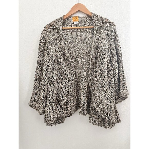 Ruby Rd Loose Knit Sweater W Gold Metallic Threading Sz L Unique Cottagecore - Picture 2 of 9